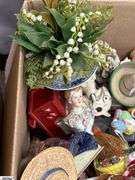 SKID With Trinkets, Candle Holders, Plate Stands, Scooby Cookie Jar, Popeye, Figural Lady Nut Cracker, Doll, Bells, Some Damage, SKID is Not Included
