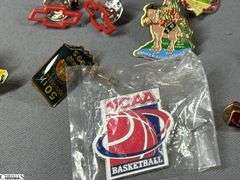 Miscellaneous Pins to Include Indy 500, Brickyard 400, 2 Vintage FMC Pins (Food Machine Co.), NCAA Basketball, Little League Baseball, Sportsman's Park 2000, Mello Yello Grand Prix, Indiana Amvets and Others