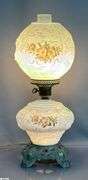 Milk Glass Electrified Oil Lamp, 22" Tall