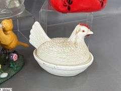 Hens On Nests, Candy Dish, Lidded Turkey, Ceramic Purse and Dress, Telephone Birds 8" Tallest