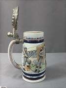 2 Baseball Steins.  Reds Stein 99 Hops House in Box and Made in Brazil Avon Baseball  Stein with Lid