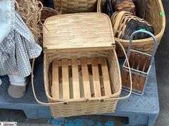 SKID with Baskets, and Faux Fruit, Breads, Wooden Doll Tallest 27", SKID is Not Included
