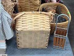 SKID with Baskets, and Faux Fruit, Breads, Wooden Doll Tallest 27", SKID is Not Included