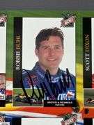 6 Uncut Sheets of Indianapolis 500 Trading Cards in a Racemaker Press Canvas Tote.  Some Cards are Autographed.  Michael Andretti, Kenny Brack, Robbie Buhl, Scott Dixon, Felipe Giaffone, Buddy Lazier, Tomas Scheckter, Eddie Chever Jr., Jeff Ward, Sam Hornish Jr.
