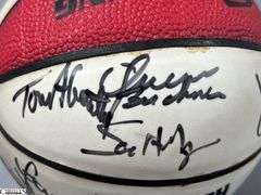 Miniature IU Basketball Autographed and 2016-2017 IU Posters. Autographs include George McGinnin, Steve Alford, Jim Crews, Damon Bailey and Others.  The large poster has a ripe.  See Photo