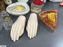Salt and Peppers, Hands, Feet, Clear, Brass Color, Tourist, Hamburgers, Cake and Pies
