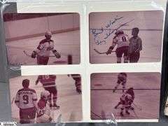 57 Indianapolis Racers Snapshots.  Mid 1970's.  Some are autographed.  Also included are Bill Estes Chevrolet Hockey Player Autographed Photos