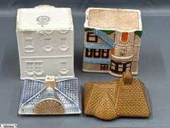 4 Ceramic Cottage Style Cookie Jars Tallest 9.5"