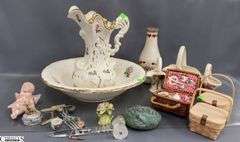 Pitcher, Bowl, Bottle Candle, Mini Baskets, Mini Picnic Basket