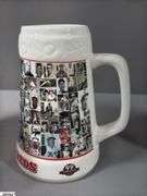 2 Baseball Steins.  Reds Stein 99 Hops House in Box and Made in Brazil Avon Baseball  Stein with Lid