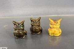 Owl Figurines, and Framed Art, Mineral Does Have Chips, Some Wear and Dusty