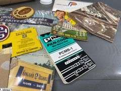 Mixed Lot of Memorabilia to Include a 1949 National Basketball Assn. Indianapolis Olympians, Inc. Butler Fieldhouse Ticket,  a Kingan's Packing Houses, Indpls., IN Boiled Ham Blotter, Motor Data Calclator, Moon Pie and 50th Anniversary of Nascar Sticker, Welcome to Truck & Bus Indpls. Manufacturing Brochures, Louis Marx & Co. American Presidents in Miniature Brochure, an Indianapolis Pacers SEALED Envelope Dated Nov. 20, '67, An Areal Photo of Indianapolis and a Metal Tin Jack Daniels with 2 Shot Glasses