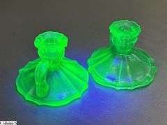 UV Reactive Small Candle Holders, Amberina Candle