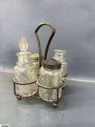 Vintage Nude Male and Female Shot Glasses, Cruet and Caddy for Condiments