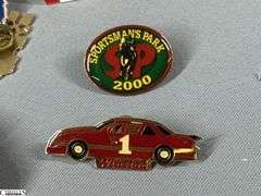 Miscellaneous Pins to Include Indy 500, Brickyard 400, 2 Vintage FMC Pins (Food Machine Co.), NCAA Basketball, Little League Baseball, Sportsman's Park 2000, Mello Yello Grand Prix, Indiana Amvets and Others
