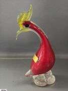 Murano Art Glass Rooster, Pottery Basket