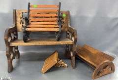 Wooden Childs Bench 19"x17" Tall, Doll Rocker Some Damage, Shelves