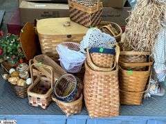 SKID with Baskets, and Faux Fruit, Breads, Wooden Doll Tallest 27", SKID is Not Included