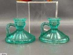 UV Reactive Small Candle Holders, Amberina Candle