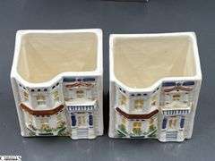 4 Ceramic Cottage Style Cookie Jars Tallest 9.5"