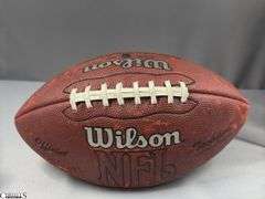 3 Footballs- One Blue NAPA Auto Parts and 2 Wilson National Football League.  One Wilson has autographed but they are fading and can not be read.  The other Wilson ball is in a display case.