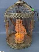 Lighted Owl In Bird Cage 18" Tall