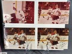 57 Indianapolis Racers Snapshots.  Mid 1970's.  Some are autographed.  Also included are Bill Estes Chevrolet Hockey Player Autographed Photos