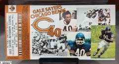 Gale Sayers Autographed Photo, Autograph Signing Ticket and 2 Gale Sayers Autograph Signing Flyers