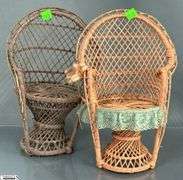 Vintage Wicker Doll Chairs Tallest 17"