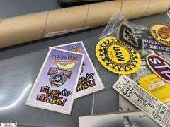 Mixed Lot of Memorabilia to Include a 1949 National Basketball Assn. Indianapolis Olympians, Inc. Butler Fieldhouse Ticket,  a Kingan's Packing Houses, Indpls., IN Boiled Ham Blotter, Motor Data Calclator, Moon Pie and 50th Anniversary of Nascar Sticker, Welcome to Truck & Bus Indpls. Manufacturing Brochures, Louis Marx & Co. American Presidents in Miniature Brochure, an Indianapolis Pacers SEALED Envelope Dated Nov. 20, '67, An Areal Photo of Indianapolis and a Metal Tin Jack Daniels with 2 Shot Glasses