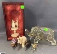 Elephant Collectibles, Lidded Elephant, Brass, Mineral