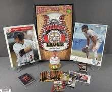 Indianapolis Indians Baseball Memorabilia.  Includes Trading Cards, Indians Scorecard, 11x17 Lager Poster, Bill Buckner Autographed Indians Ball and Photograph