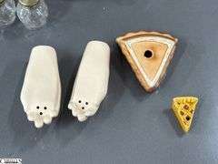Salt and Peppers, Hands, Feet, Clear, Brass Color, Tourist, Hamburgers, Cake and Pies