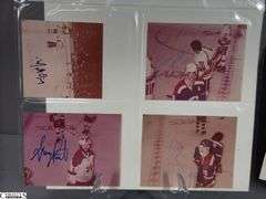57 Indianapolis Racers Snapshots.  Mid 1970's.  Some are autographed.  Also included are Bill Estes Chevrolet Hockey Player Autographed Photos