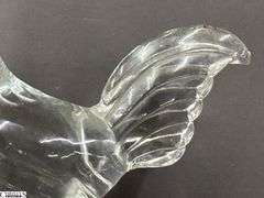 Heavy Glass Rooster Figurine 9"