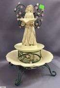 Garden Decor, Angels Faux Flowers, Hat Wall Pocket, Ceramic Booties Tallest Fairy Figure 11"