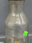 4pcs 2 Glass Motor Oil Bottles With Metal Spouts, Tallest 15"