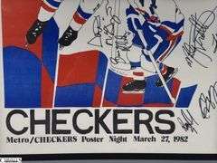 Autographed Checkers Poster 16x20.  Metro / Checkers Poster Night March 27, 1982