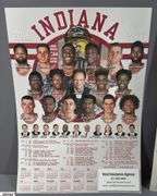 Miniature IU Basketball Autographed and 2016-2017 IU Posters. Autographs include George McGinnin, Steve Alford, Jim Crews, Damon Bailey and Others.  The large poster has a ripe.  See Photo