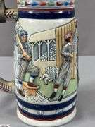 2 Baseball Steins.  Reds Stein 99 Hops House in Box and Made in Brazil Avon Baseball  Stein with Lid