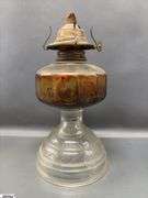 Oil Lamps, and Syrup Pitcher, Tallest 17.5"