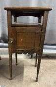 Small Vintage Accent Table With Door 13x13x27" Tall