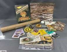 Mixed Lot of Memorabilia to Include a 1949 National Basketball Assn. Indianapolis Olympians, Inc. Butler Fieldhouse Ticket,  a Kingan's Packing Houses, Indpls., IN Boiled Ham Blotter, Motor Data Calclator, Moon Pie and 50th Anniversary of Nascar Sticker, Welcome to Truck & Bus Indpls. Manufacturing Brochures, Louis Marx & Co. American Presidents in Miniature Brochure, an Indianapolis Pacers SEALED Envelope Dated Nov. 20, '67, An Areal Photo of Indianapolis and a Metal Tin Jack Daniels with 2 Shot Glasses