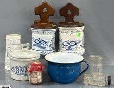 Blue and White Hanging Crocks, Enameled Pot, Snacks Crocks, Pickled Butts