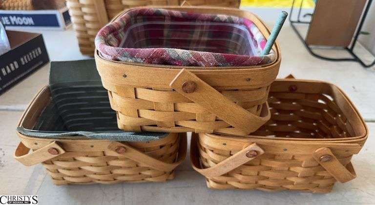 3 Small Longaberger Baskets 2003 2005 2006 image