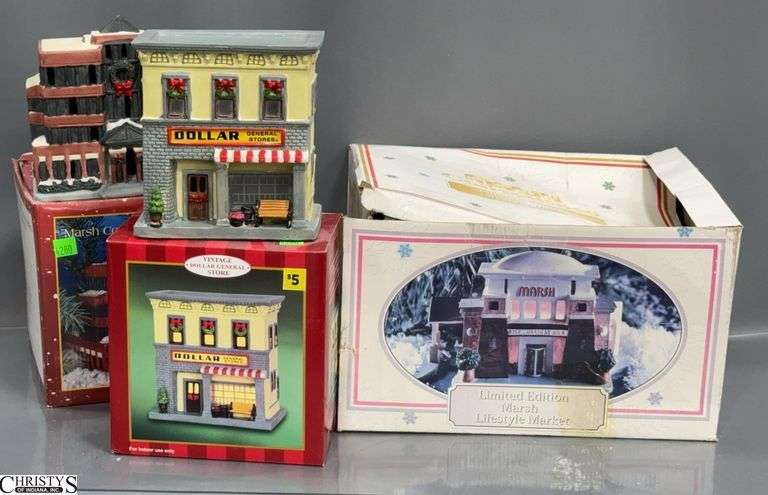 3pcs Lighted Villages Houses, Dollar General, Marsh Corporate, Lifestyle Market image