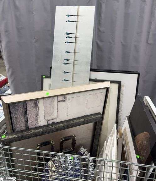 16pcs of Model Home Decor Wall Art, Some Damaged, Crate is NOT included, Largest Is 18"x72" Wide image