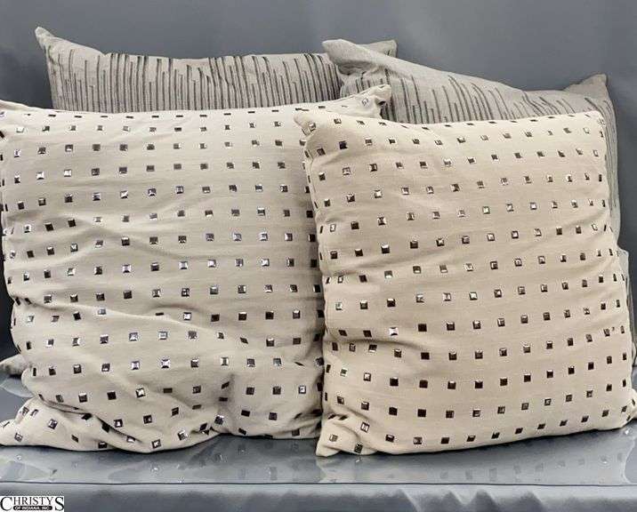 4 Metallic and Grey Throw Pillows 22" image
