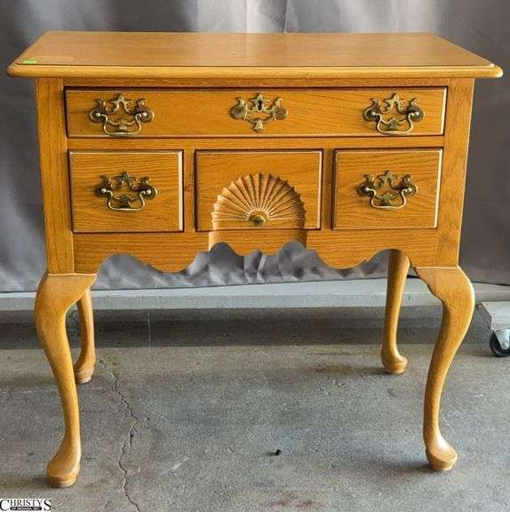 Century 4 Drawer Queen Anne Style Lowboy Table - 33" x 18.5" 32" - some finish wear image