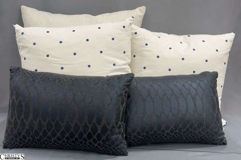 5 Throw Or Accent Pillows Animal Print and Polka Dots Largest 23" image